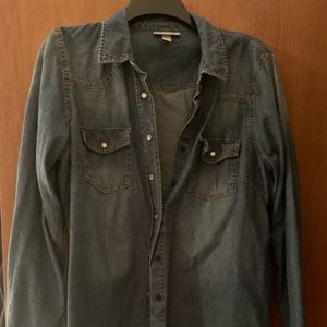Large Lightweight Denim snap front shirt